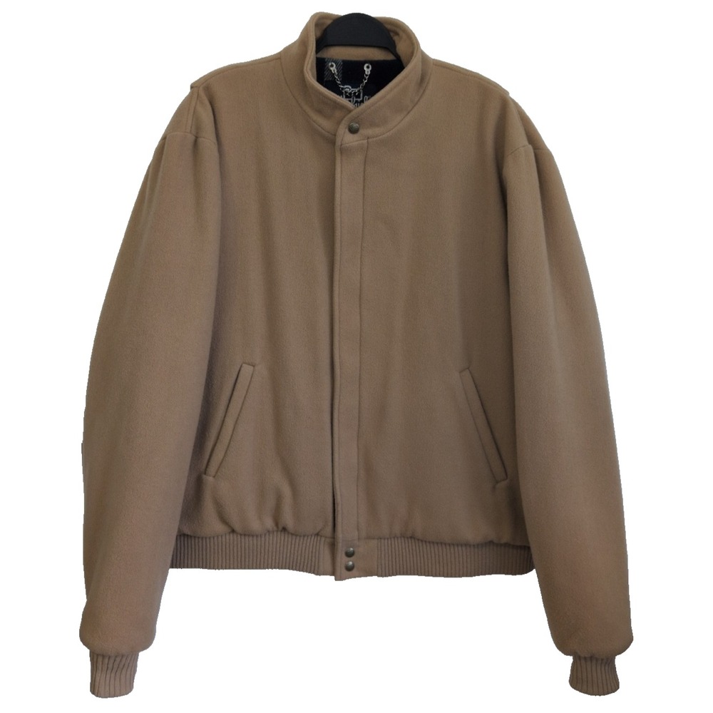 Woolrich Bomber Jacket Vintage 80s Size XL Long Tan Plaid Lined USA Heritage